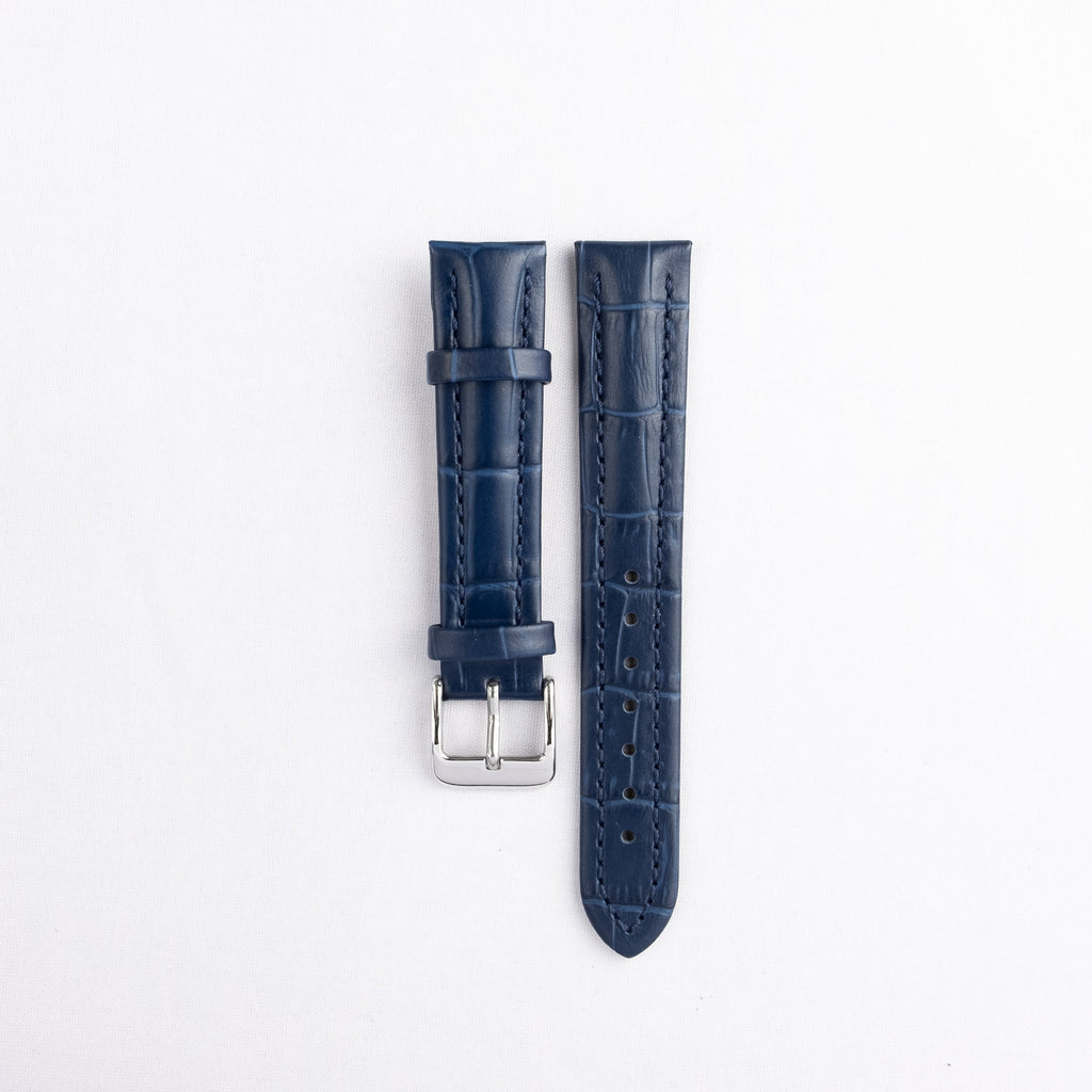 Padded Stitched Alligator Grain Leather Strap