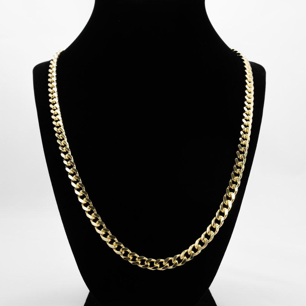 7mm 925 Sterling Silver Cuban Chain 10kt Gold Plated