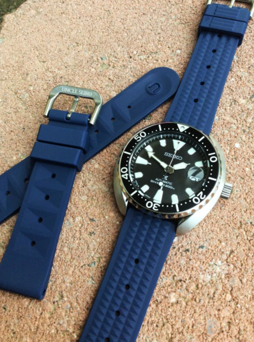 Uncle Seiko Waffle Strap for Diver Watch Blue Russell Jewellers