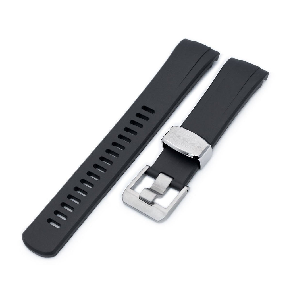 Crafter Blue - Black Rubber Curved Lug Watch Band for Seiko Turtle