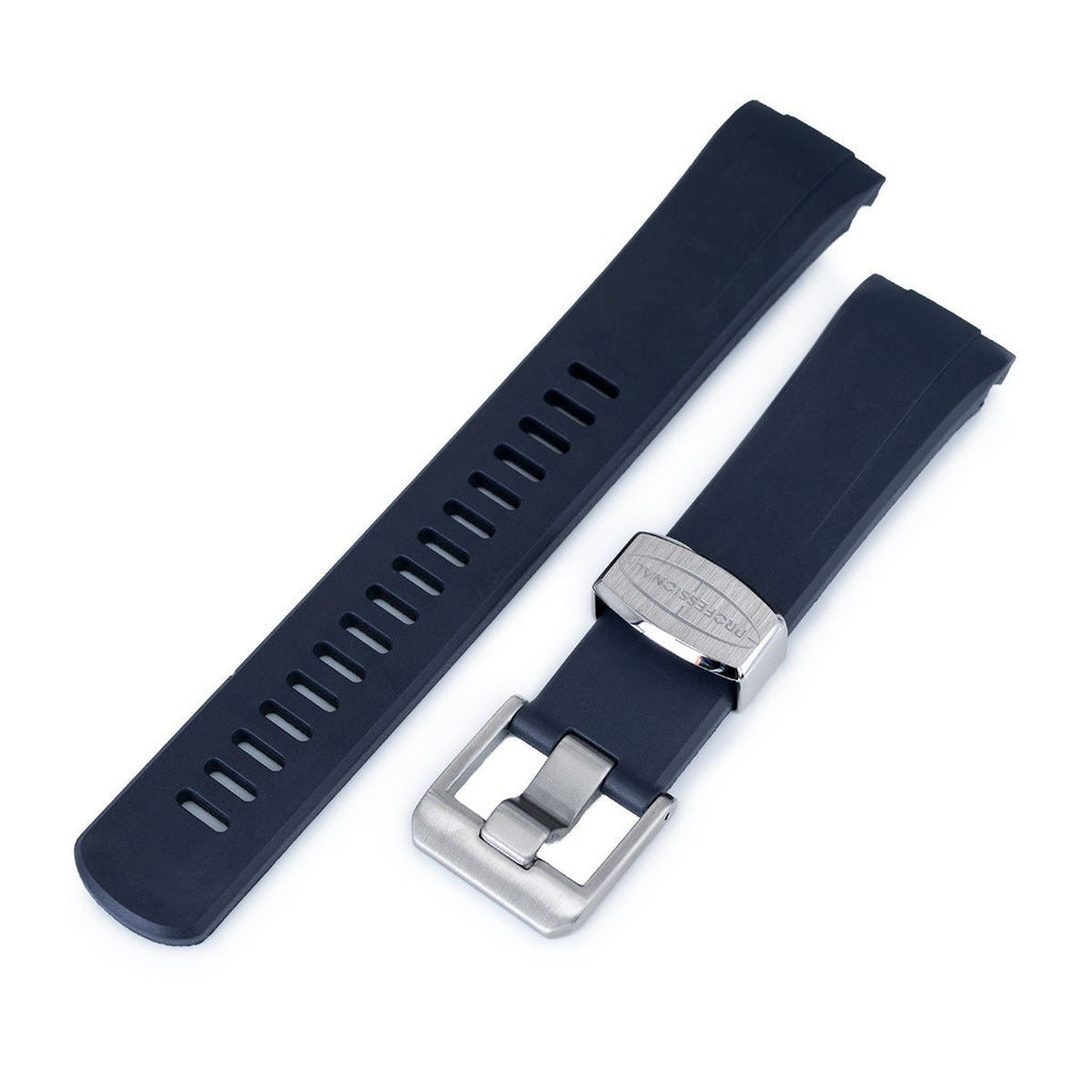 Crafter Blue - Navy Blue Rubber Curved Lug Watch Band for Seiko Turtle