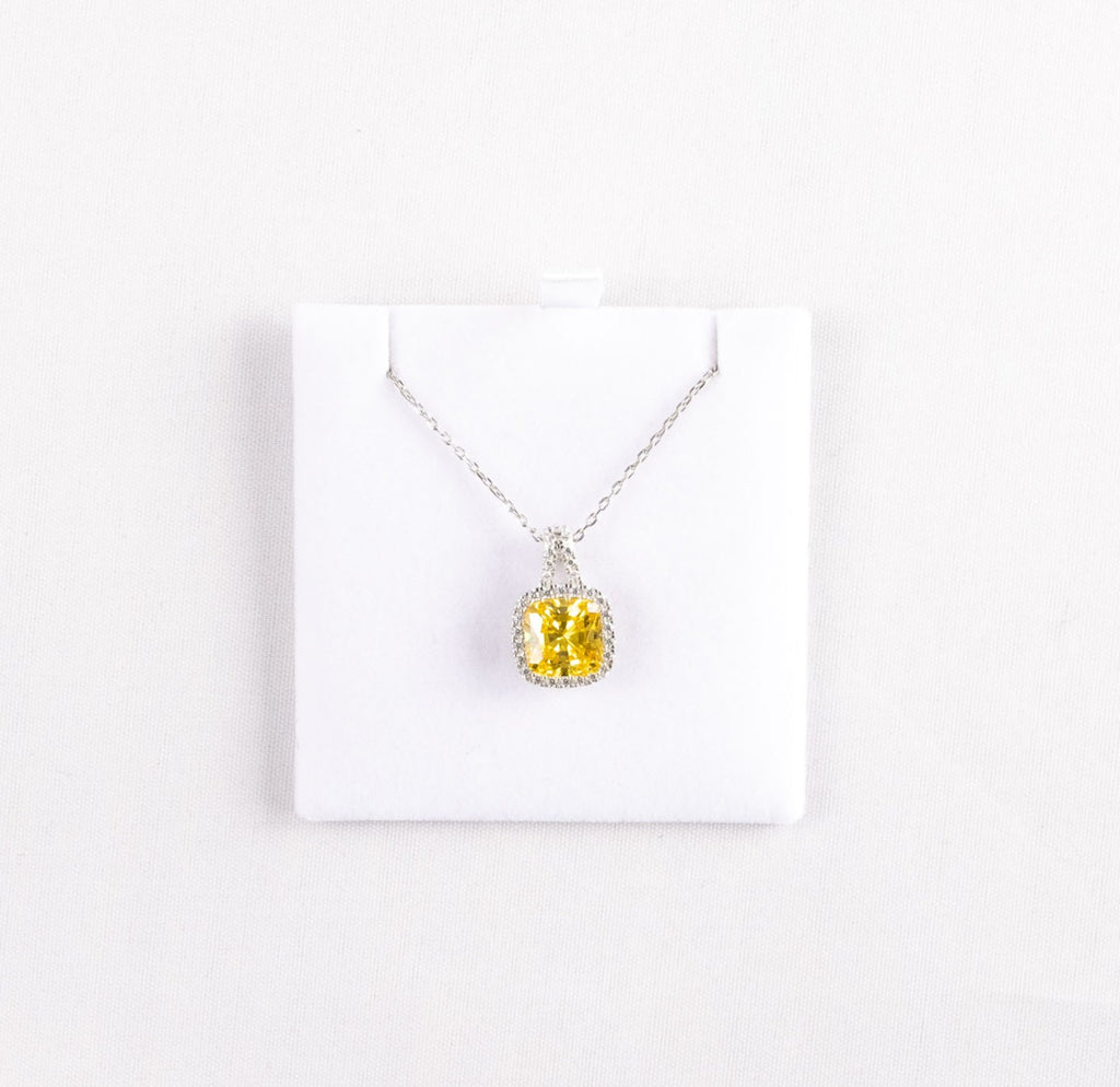 925 Sterling Silver Synthetic Yellow Canary Diamond Pendant with CZ