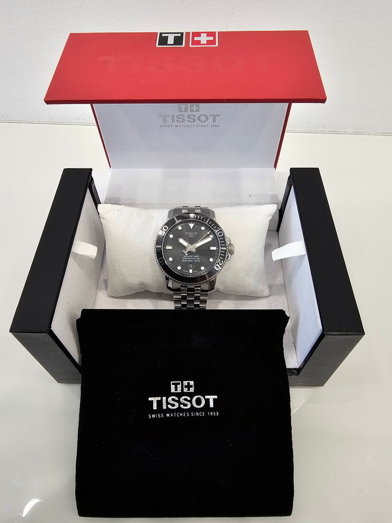 Pre-owned Tissot Sea Star Powermatic 80 Black Dial T120.407.11.051.00