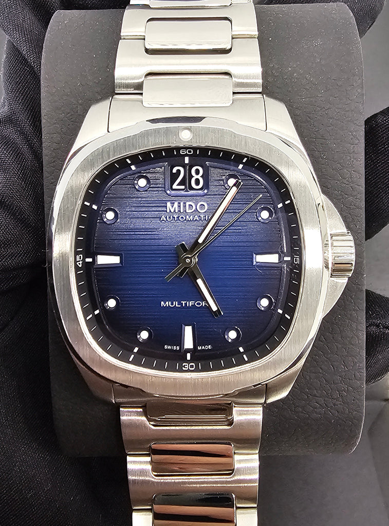 Pre-owned Mido Multifort TV Big Date Blue Dial