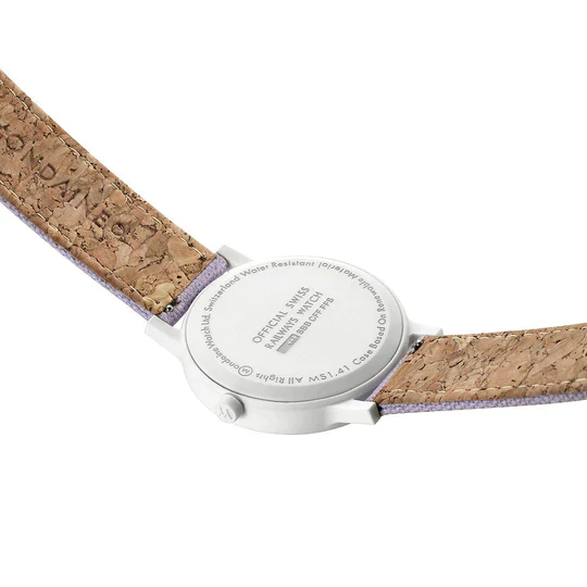 Mondaine Essence Large White Case Lavender Strap Sustainable 41mm