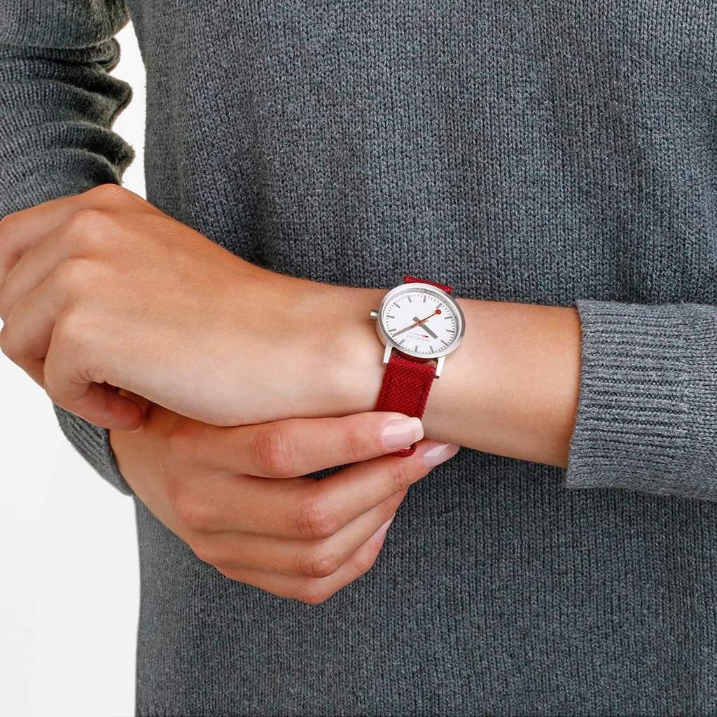 Mondaine Classic Dark Red Textile 30mm