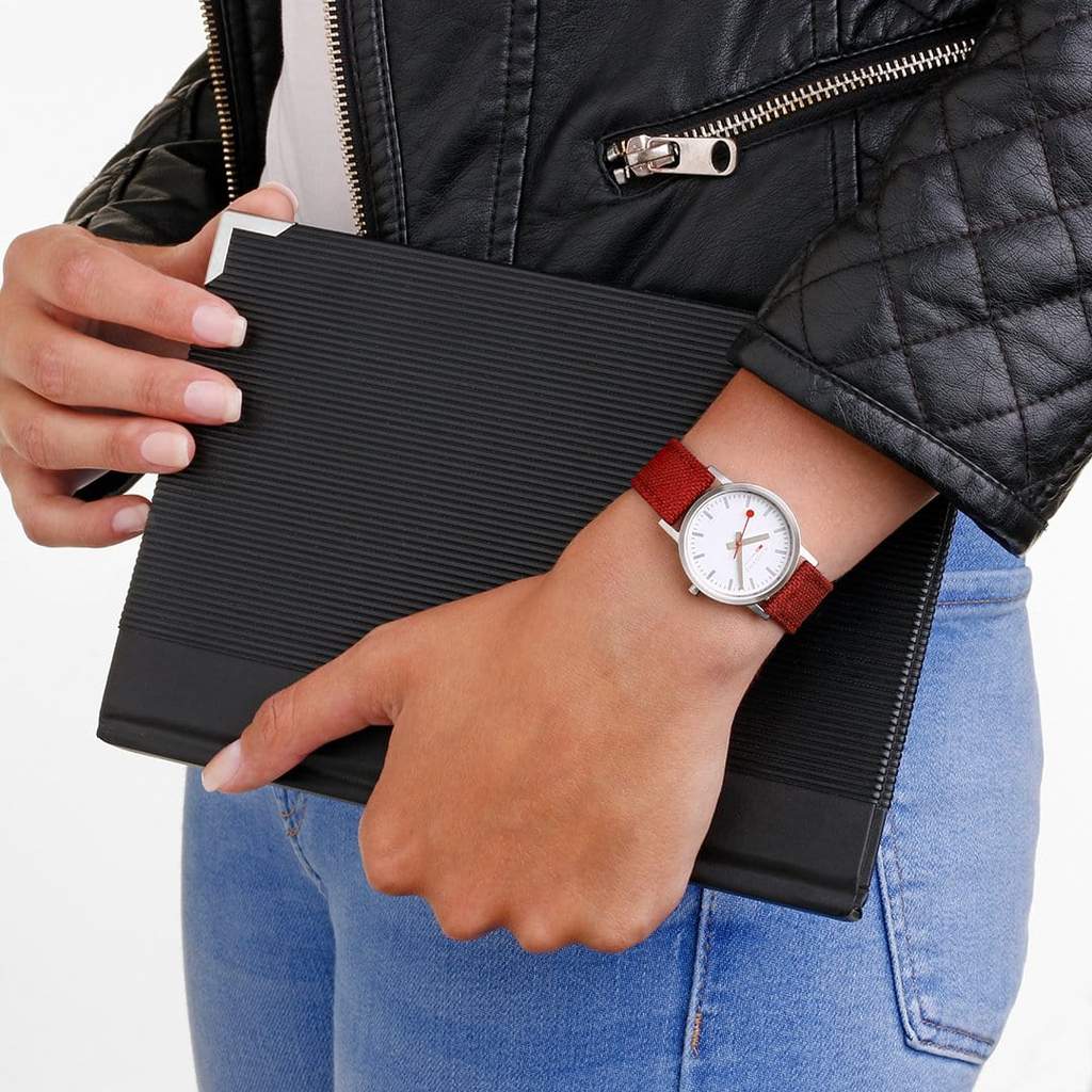 Mondaine Classic Dark Red Textile 30mm