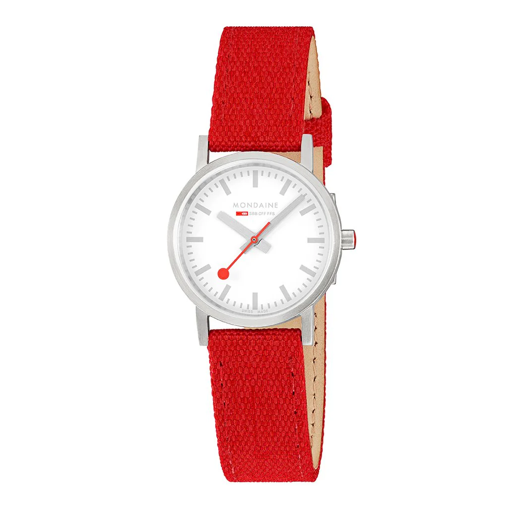 Mondaine Classic Red Textile Strap 30mm