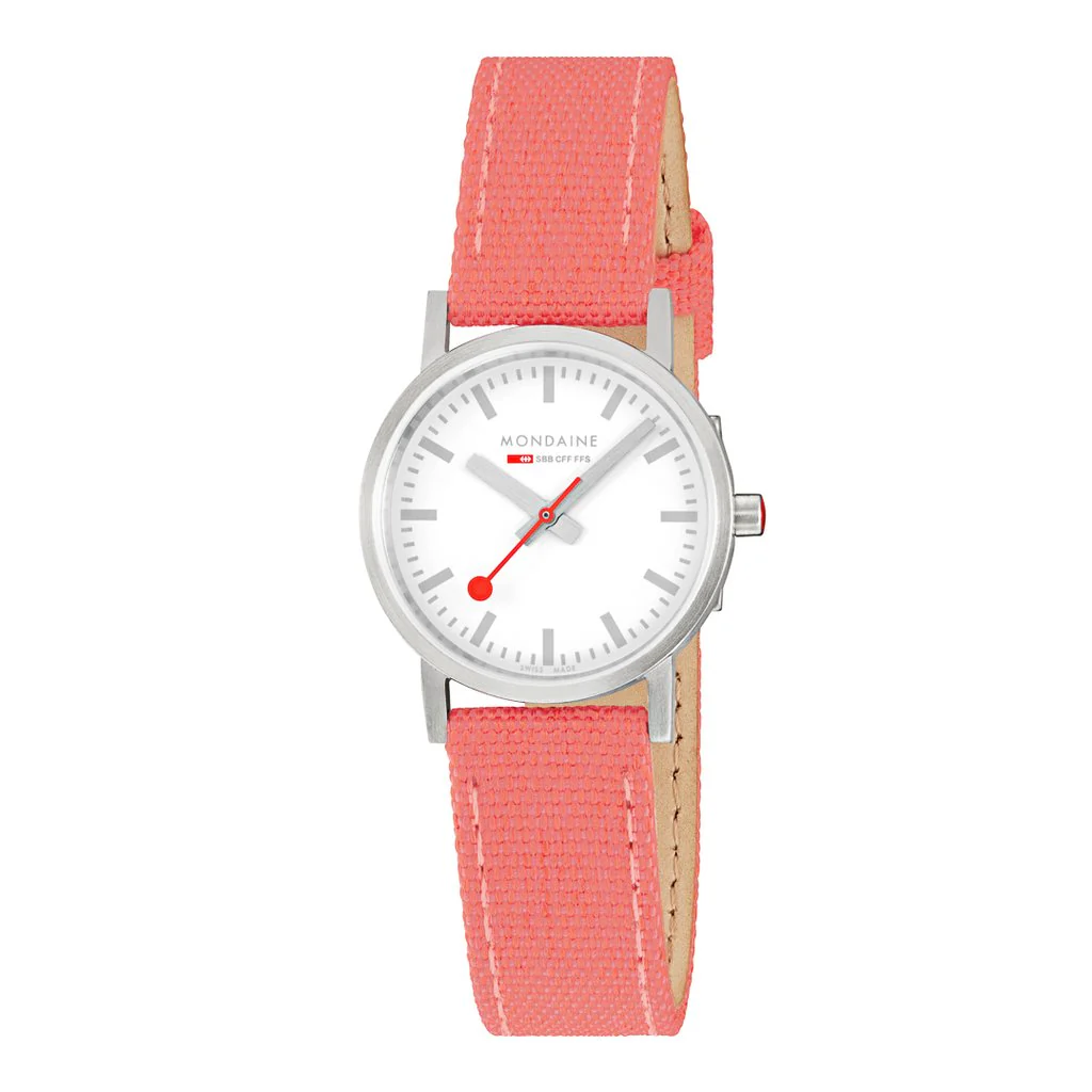 Mondaine Classic Coral Red Textile 30mm