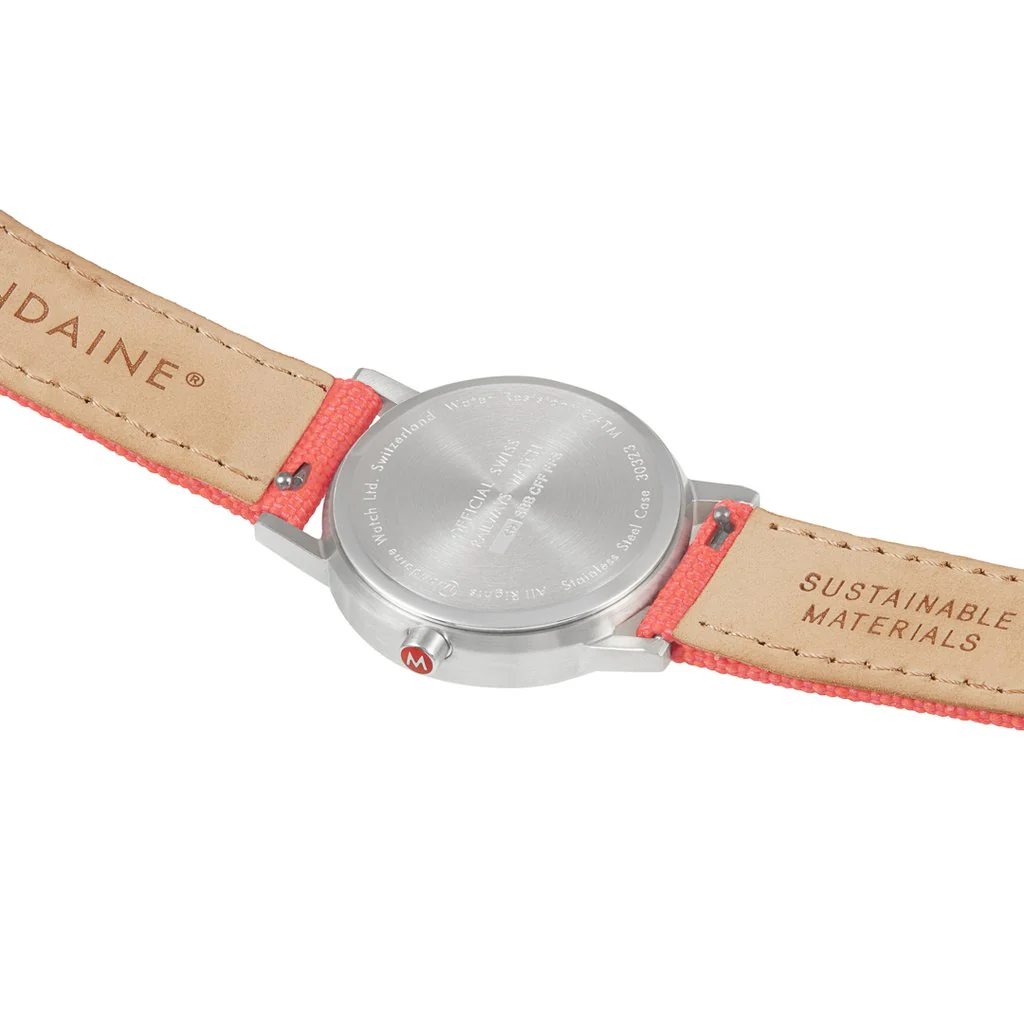 Mondaine Classic Coral Red Textile 30mm