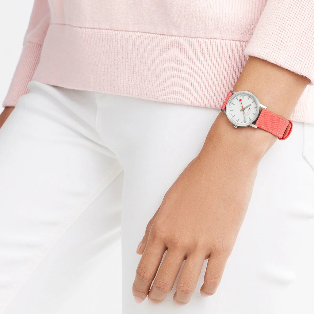 Mondaine Classic Coral Red Textile 30mm
