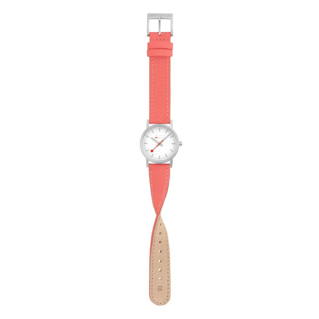 Mondaine Classic Coral Red Textile 30mm
