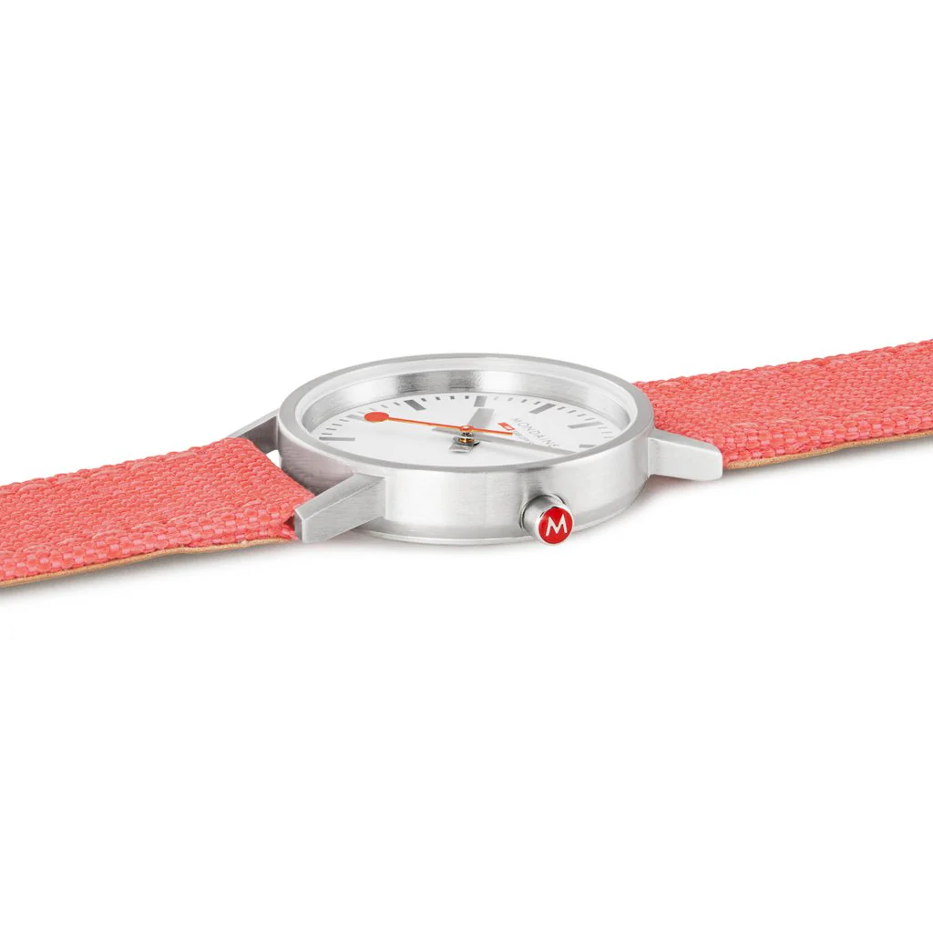 Mondaine Classic Coral Red Textile 30mm