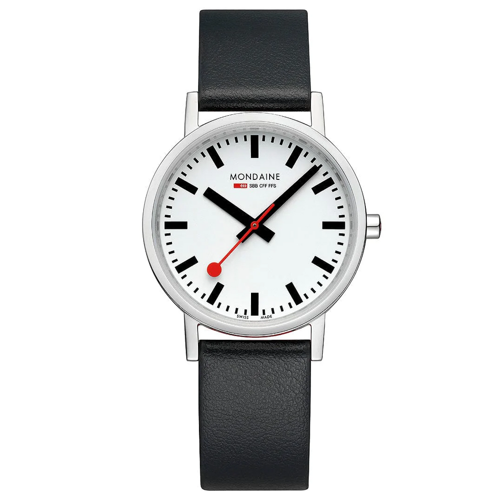 Mondaine Classic Black Vegan Leather 36mm