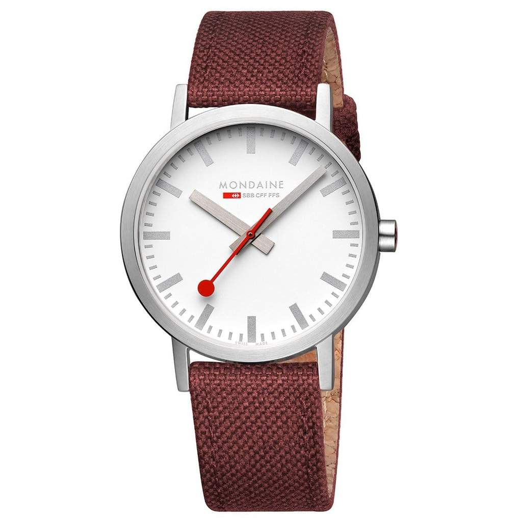 Mondaine Classic Dark Cherry Red Textile 40mm