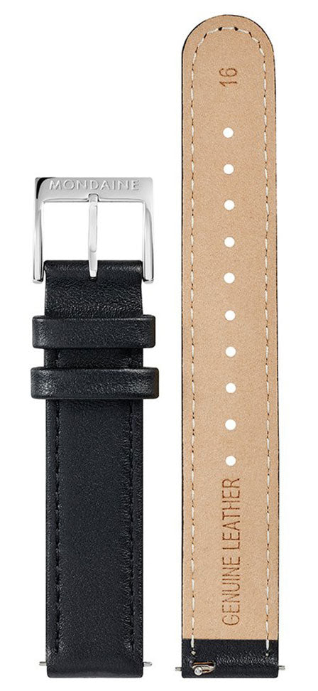 Mondaine Black Leather Strap 16mm