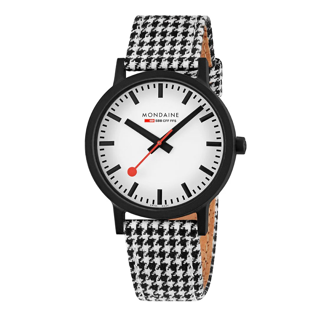 Mondaine Essence Large Black Case Houndstooth 41mm