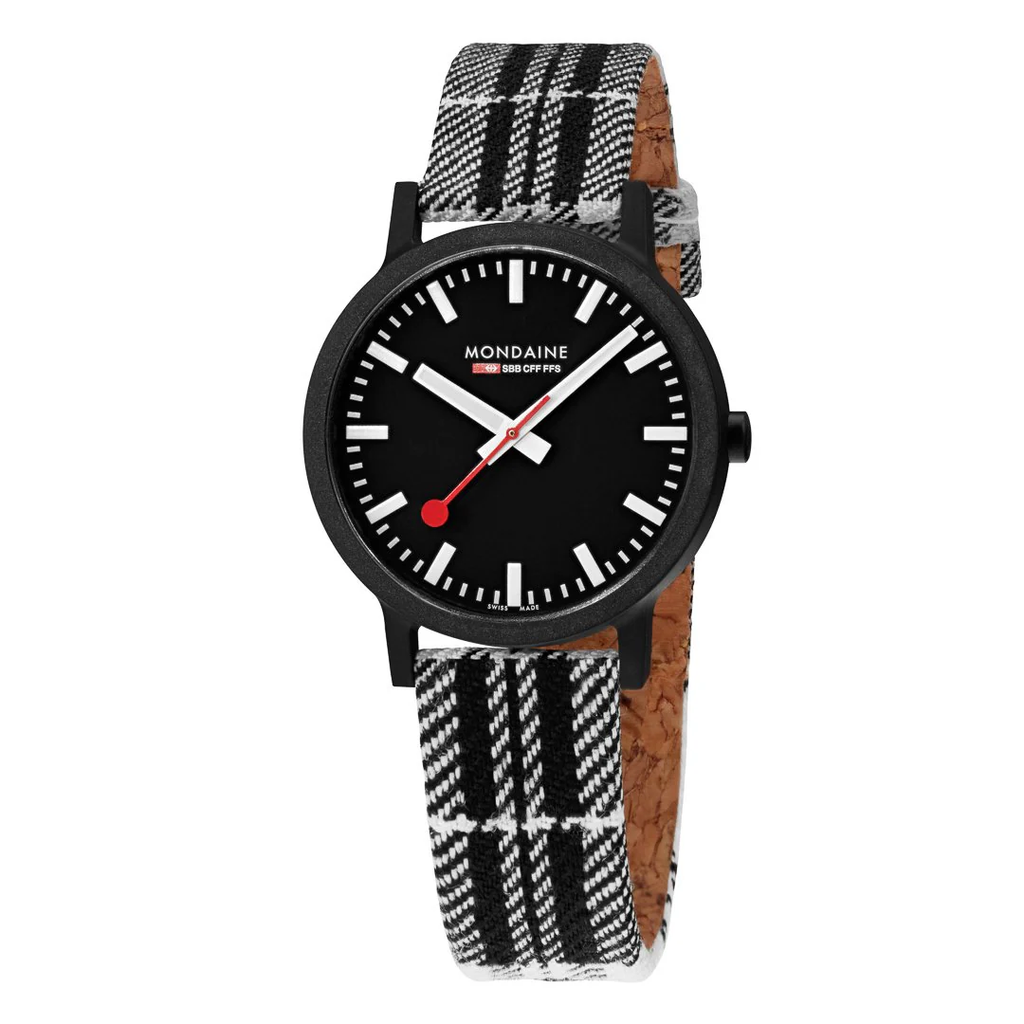 Mondaine Essence Large Black Vegan Sustainable Watch 41mm