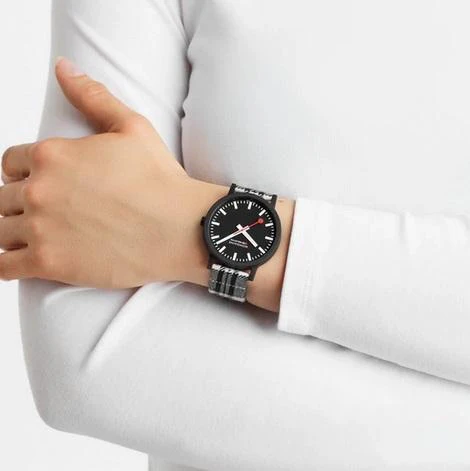 Mondaine Essence Large Black Vegan Sustainable Watch 41mm