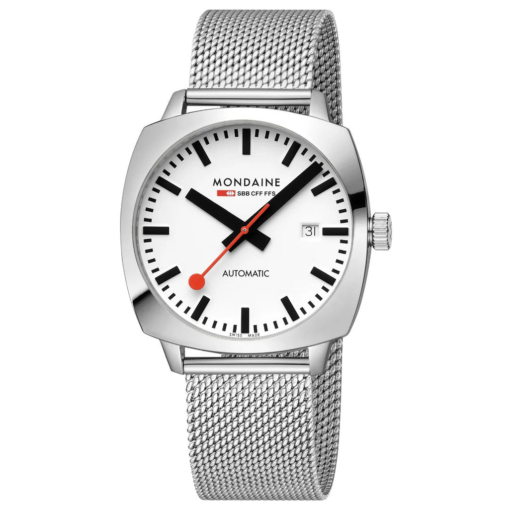 Mondaine Automatic Cushion 39mm on Mesh Bracelet