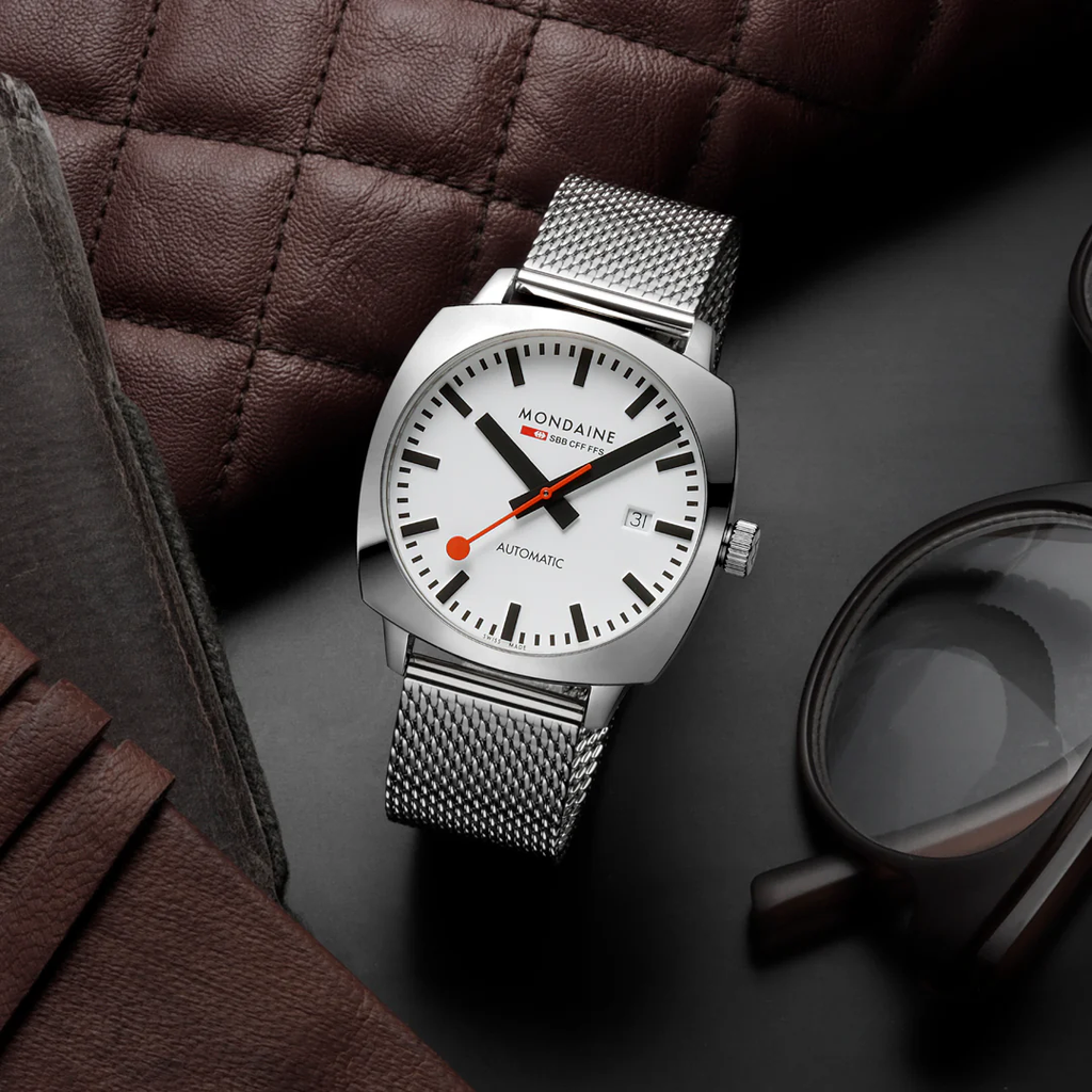 Mondaine Automatic Cushion 39mm on Mesh Bracelet