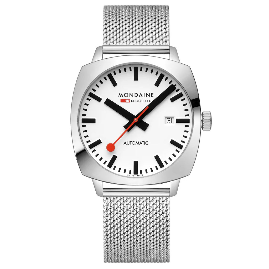 Mondaine Automatic Cushion 39mm on Mesh Bracelet