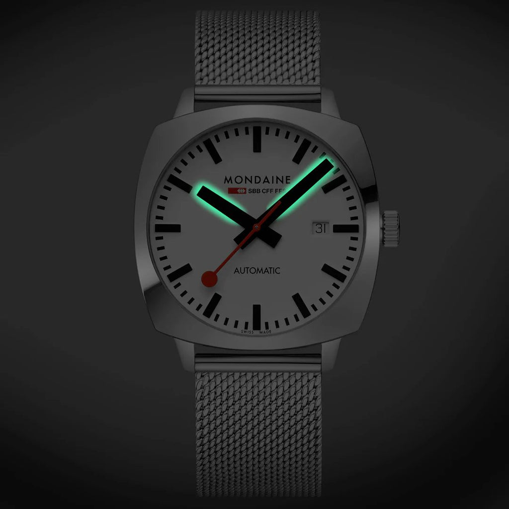 Mondaine Automatic Cushion 39mm on Mesh Bracelet
