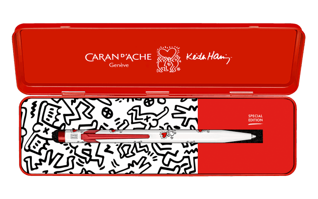 Caran d'Ache + Keith Haring Special Edition Satin White 849 Ballpoint Pen