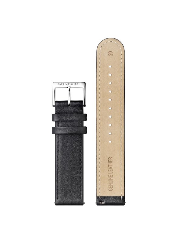 Mondaine Black Leather Strap 20mm