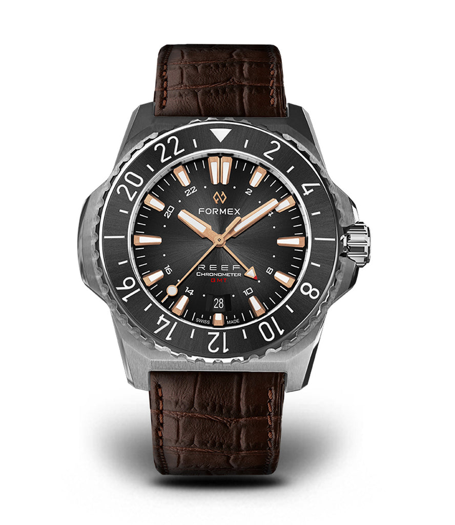 Formex Reef GMT Black (Red Accents) with Rose Gold