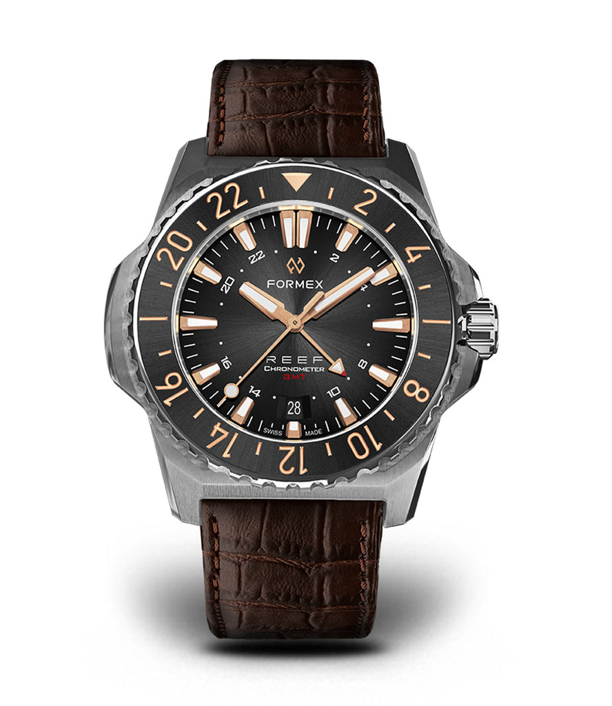 Formex Reef GMT Black (Red Accents) with Rose Gold