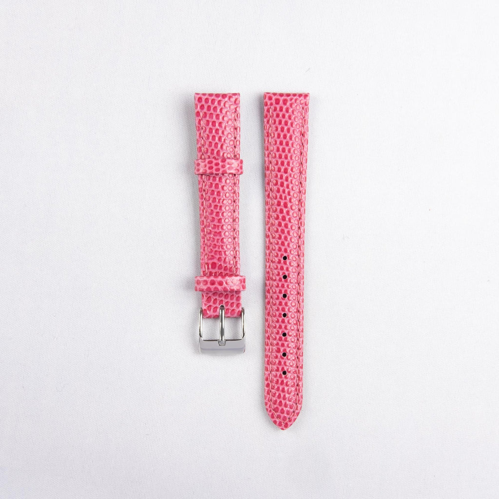 Padded Stitched Lizard Grain Leather Strap