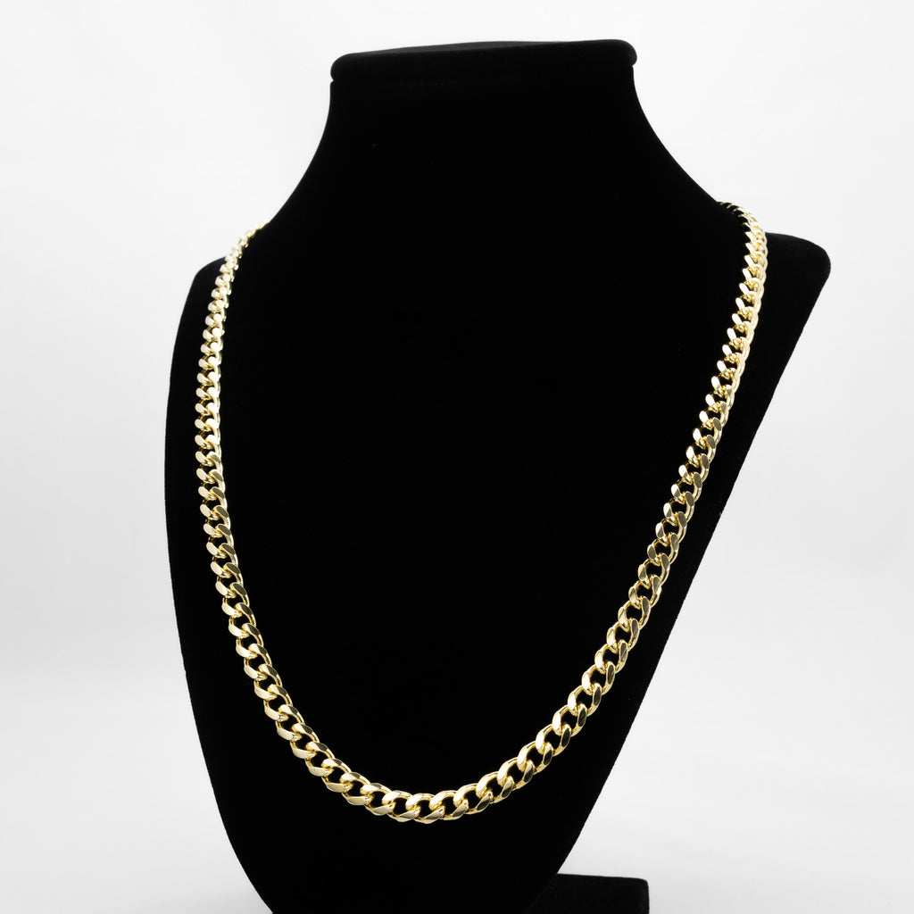 6.5mm 925 Sterling Silver Cuban Chain 10kt Gold Plated