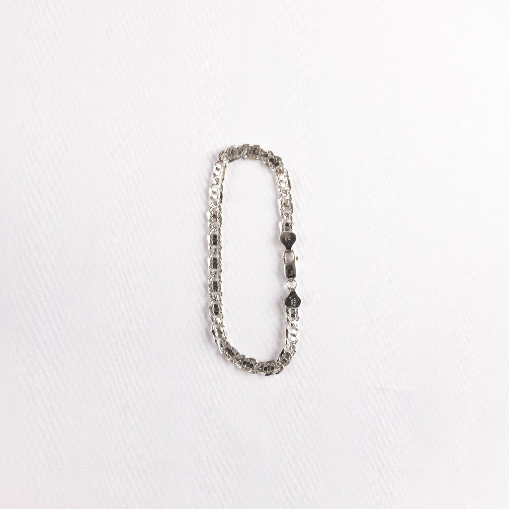 6mm 925 Sterling Silver Mariner Link Bracelet with Diamond Cut