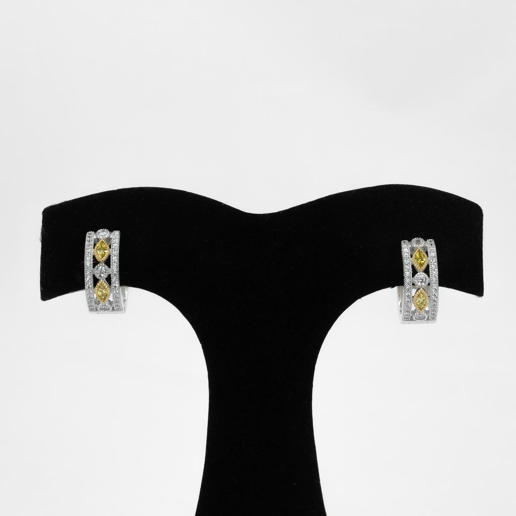 925 Sterling Silver Synthetic Canary Yellow Diamond Earrings with CZ