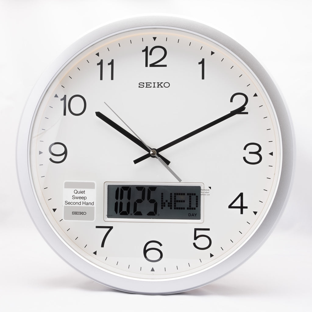 Seiko QXL007S Wall Clock with Digital Display