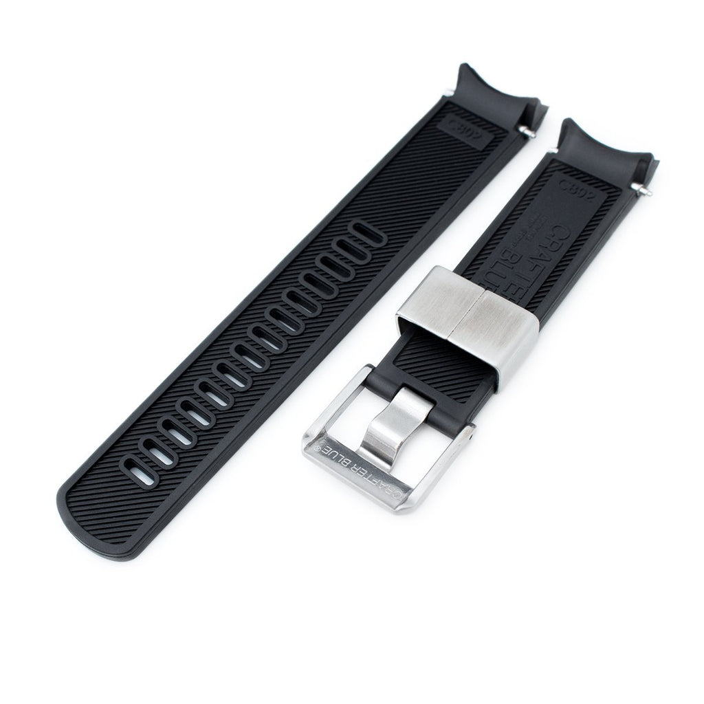 Crafter Blue - Black Rubber Curved Lug Watch Band for Seiko Sumo