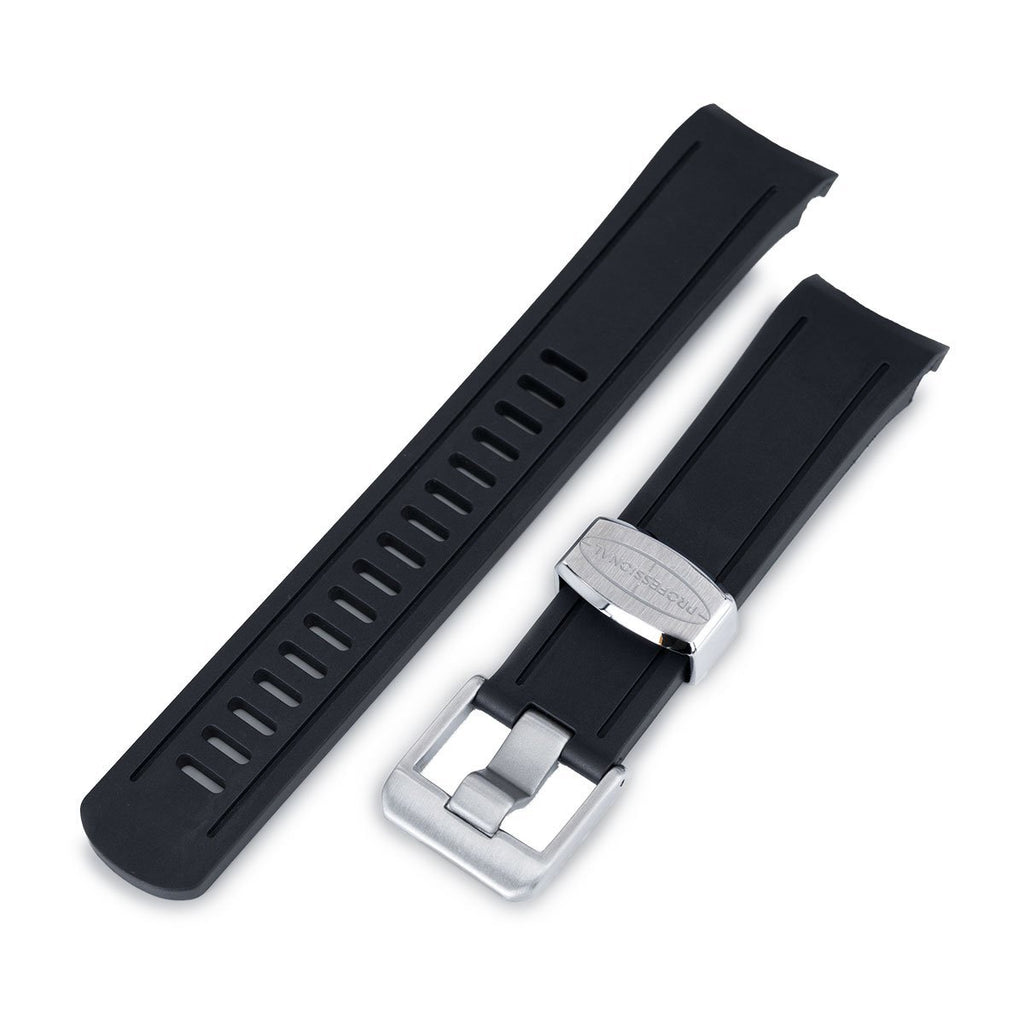 Crafter Blue - Black Rubber Curved Lug Watch Band for Seiko 5 Sports/SRPD
