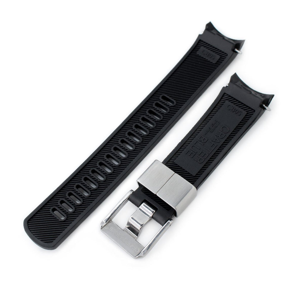Crafter Blue - Black Rubber Curved Lug Watch Band for SKX007