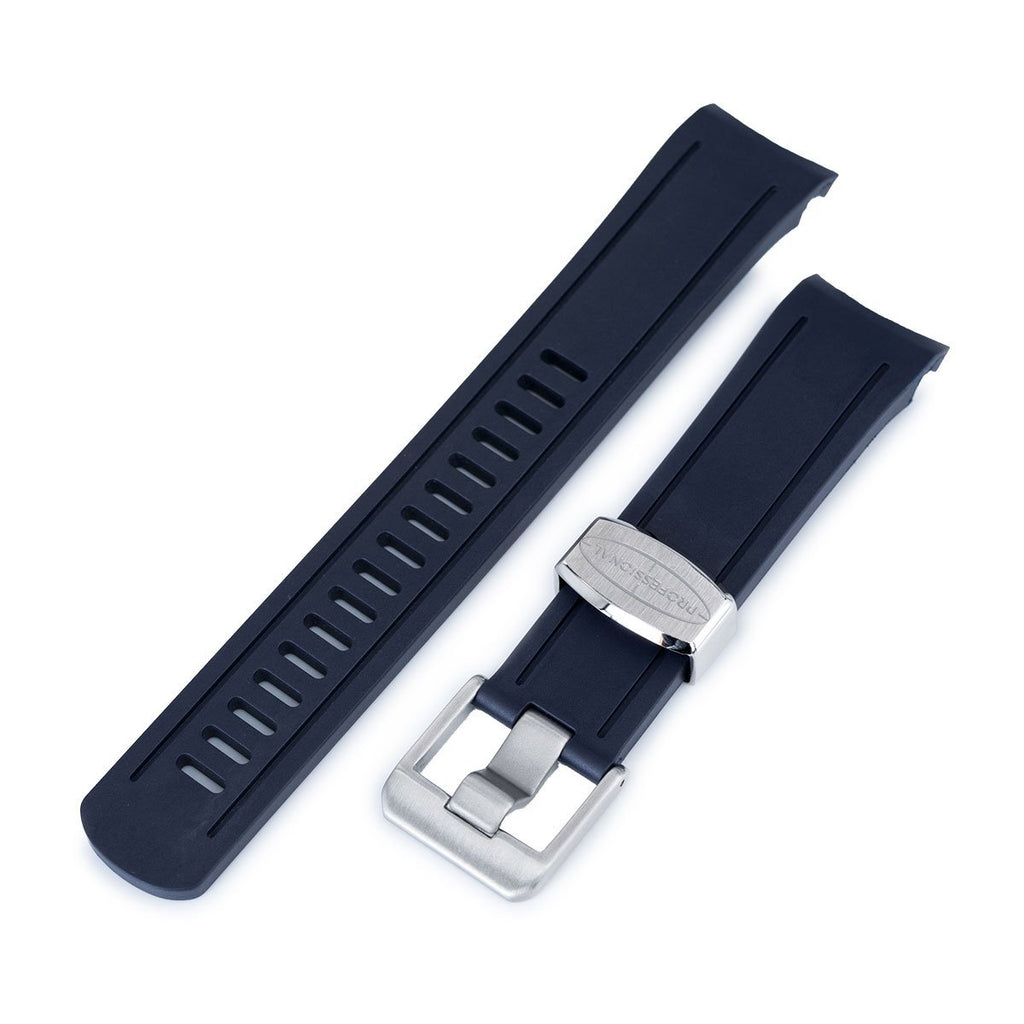 Crafter Blue - Navy Blue Rubber Curved Lug Watch Band for SKX007