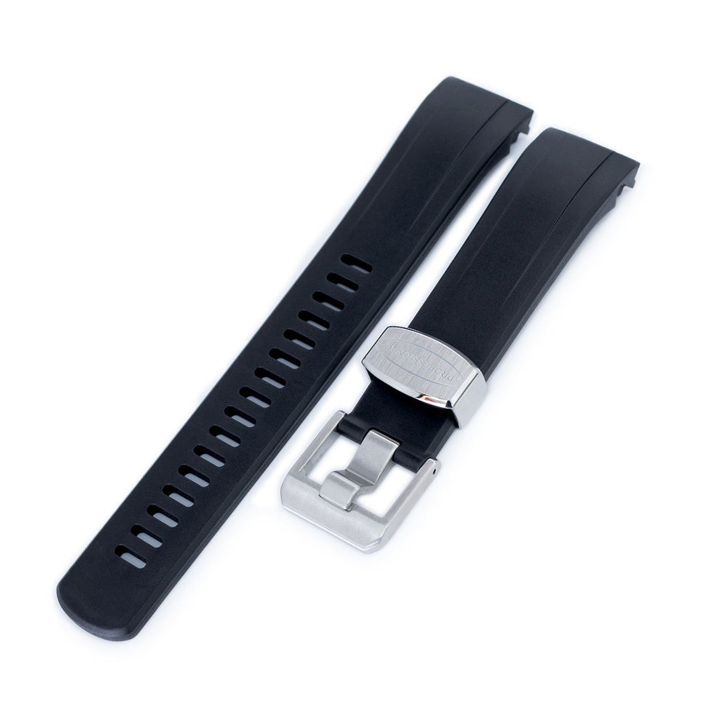 Crafter Blue - Black Rubber Curved Lug Watch Band for Seiko Samurai