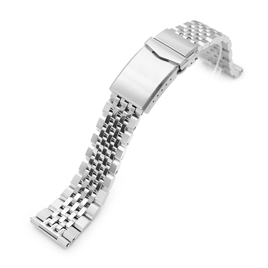 19mm, 20mm Asteroid QR Watch Band Straight End Quick Release, 316L Stainless Steel Brushed and Polished V-Clasp