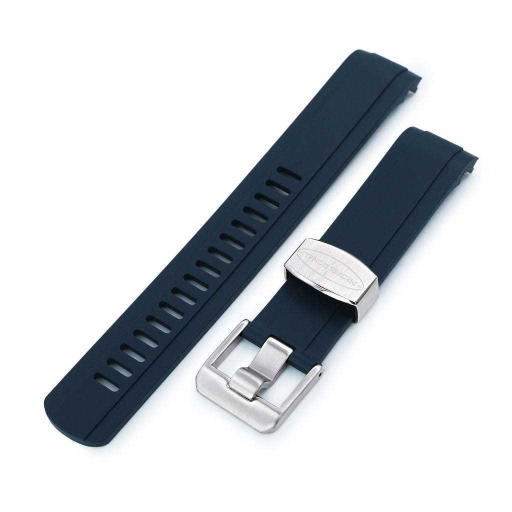 Crafter Blue - Navy Blue Rubber Curved Lug Watch Band for Seiko MM200/Mini Turtle