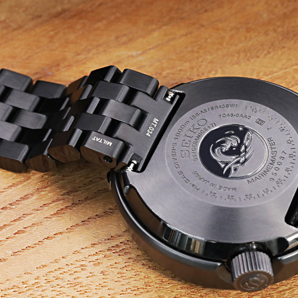 Super Engineer II Watch Band for Seiko Tuna SBBN013, Diamond-like Carbon (DLC coating) V-Clasp
