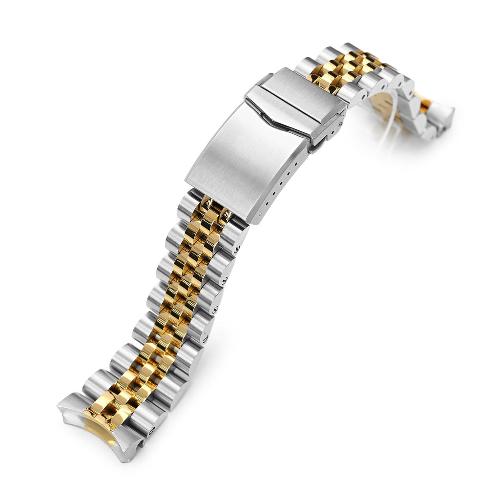 Angus-J Louis Watch Band for Seiko 5, Two Tone IP Gold V-Clasp